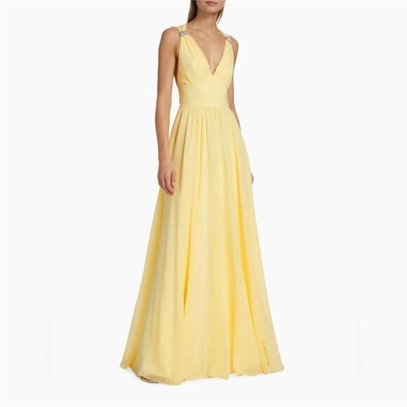Sachin + Babi Yellow Chiffon Kenzia Lemon Drop Formal Maxi Dress | size 6 - Picture 3 of 13